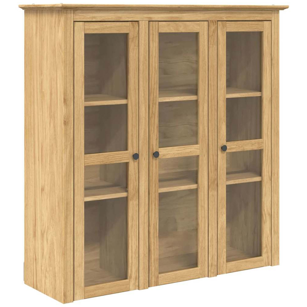 vidaXL 3 Glass Door Honey Brown Wooden Cabinet Image 2