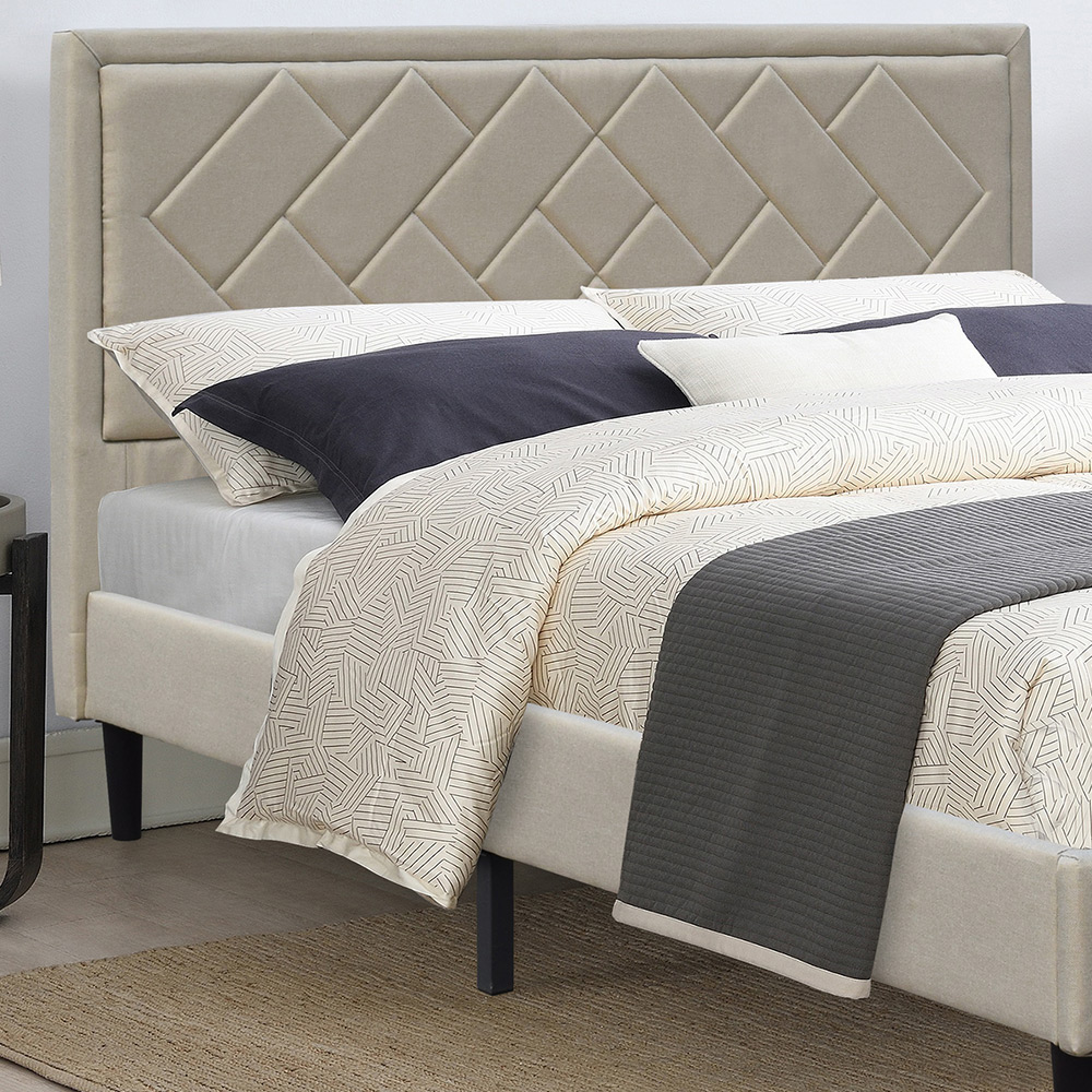 Brooklyn Double Stone Padded Headboard Bed Frame Image 2