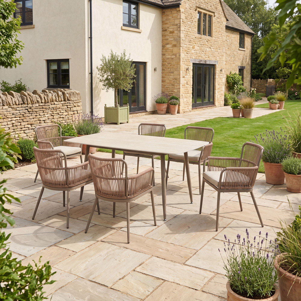 Artemis Home Westcott 6 Seater Brown Garden Dining Set Image 4