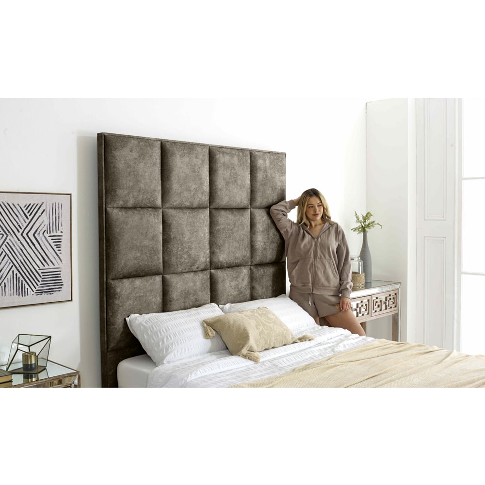 Eleganza Madelyn King Size Taupe Oakland Fabric Bed Frame Image 3