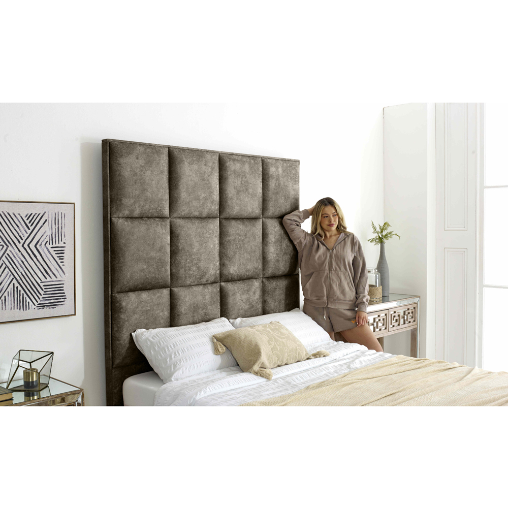 Eleganza Madelyn Single Taupe Oakland Fabric Bed Frame Image 3