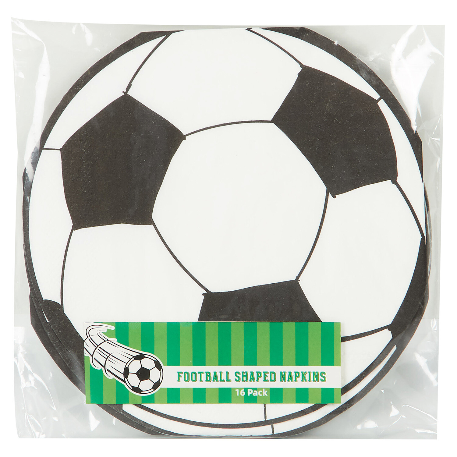 Pack of 16 Football Shaped Napkins - Black and White Image 1