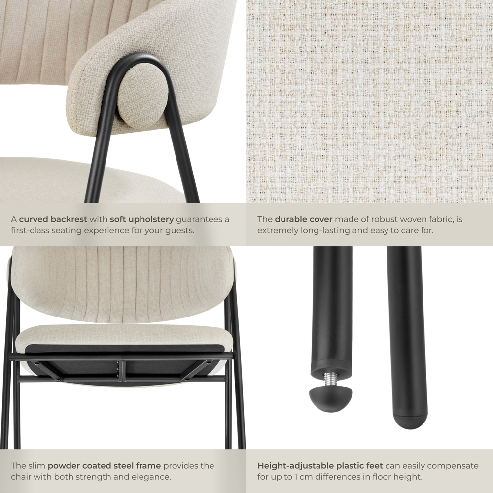 tectake Bedano Set of 6 Greige Dining Chair Image 4