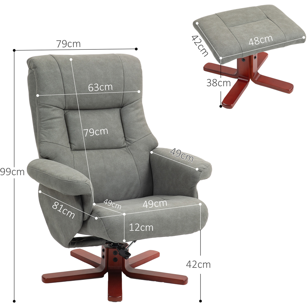 Portland Grey Recliner Armchair with Footstool Image 8