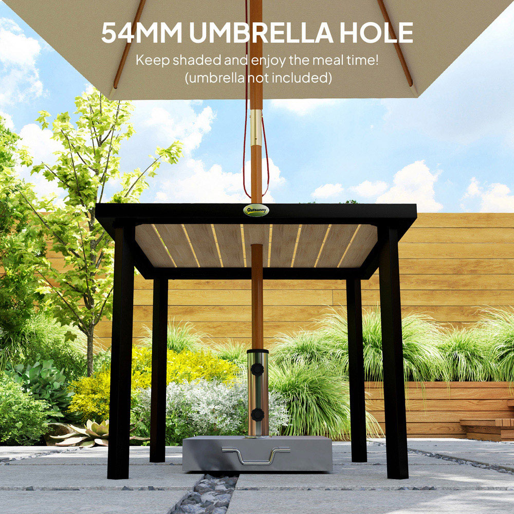Outsunny 4 Seater Garden Table with Parasol Hole Brown Image 7