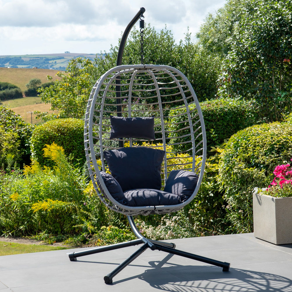 Artemis Home Wilton Single Dark Grey Hanging Egg Pod Chair Image 1