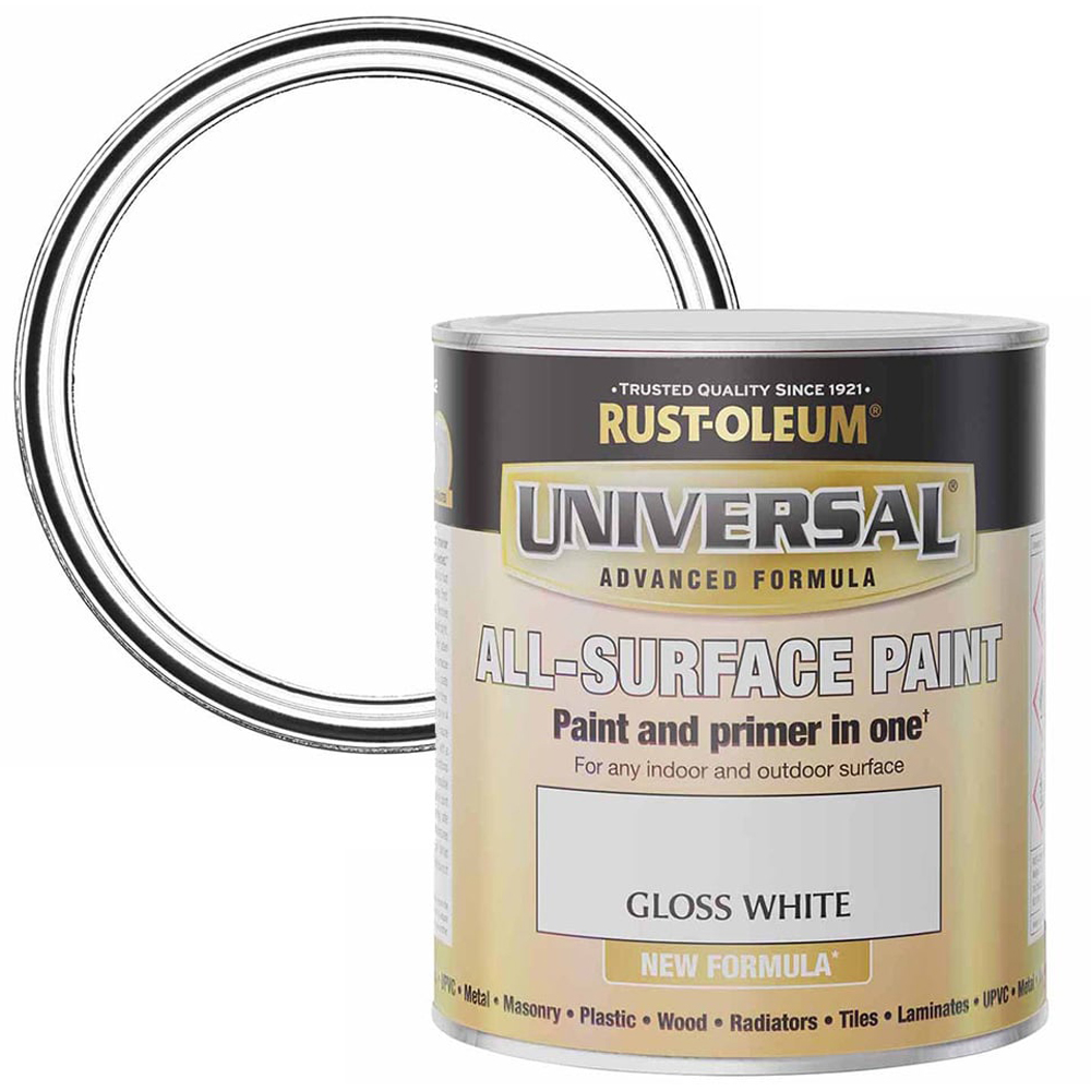 Rust-Oleum Universal Gloss White All Surface Paint 750ml Image 1