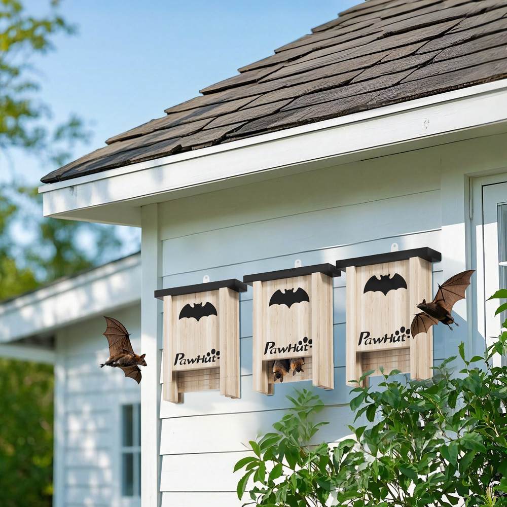 PawHut 18 x 6 x 22.5cm 3 Piece Bat Boxes Image 2