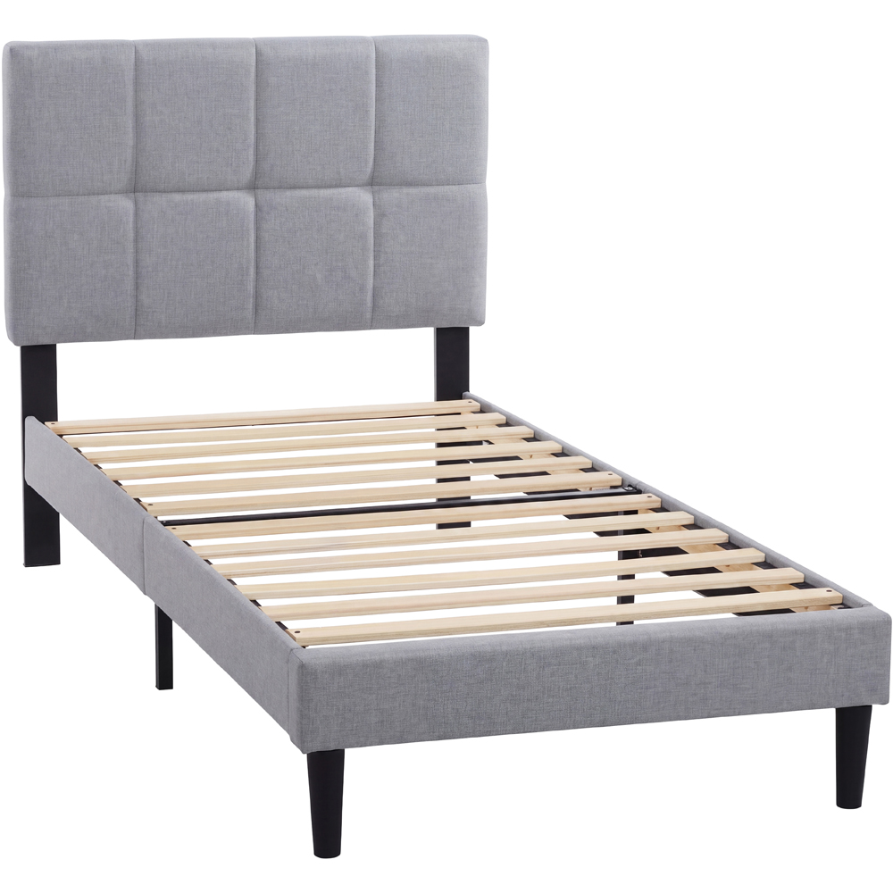 VIDA DESIGNS Velmora Single Light Grey Linen Fabric Bed with Memory Foam Bonnell Spring Mattress Image 2