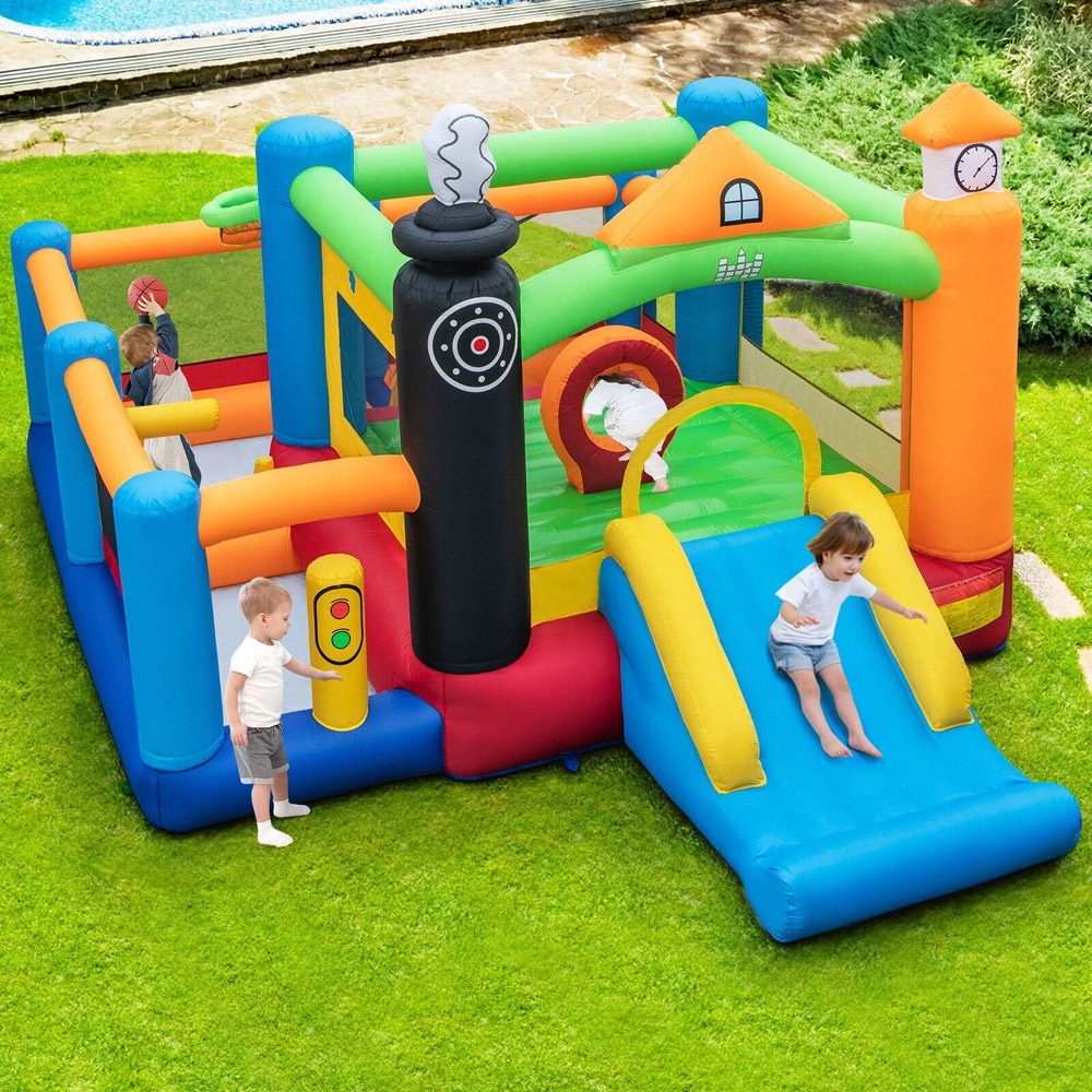 Costway Kids Inflatable Train Themed Bounce Castle Image 2