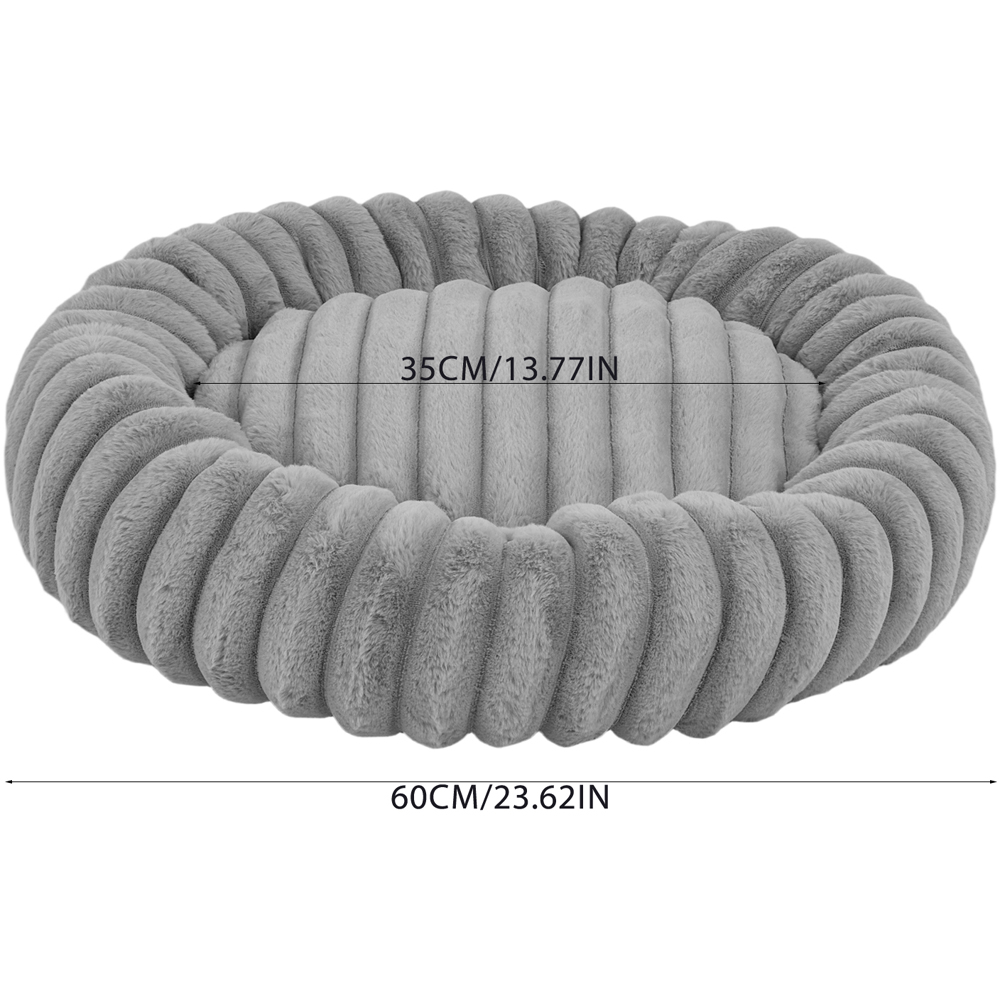 H&O Direct 60cm Grey Round Soft Warm Pet Bed Image 6
