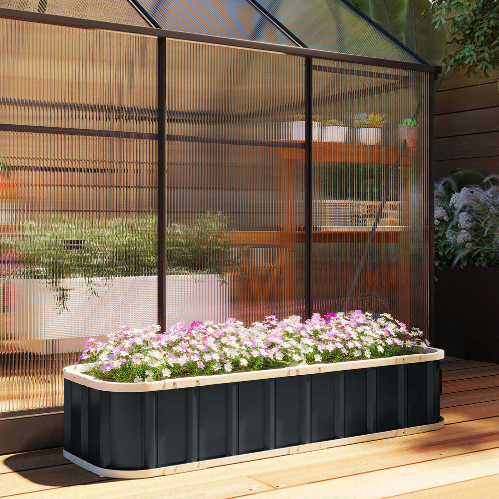 Outsunny Galvanised Raised Garden Bed with Gloves 165 x 52 x 31cm Image 7