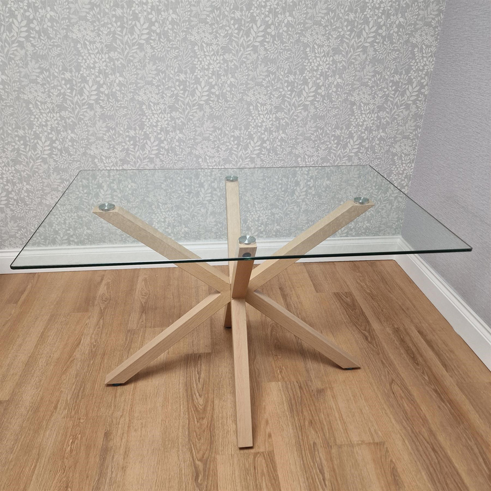 Kosy Koala 4 Seater Tempered Glass Velvet Dining Bench Set Beige Image 6