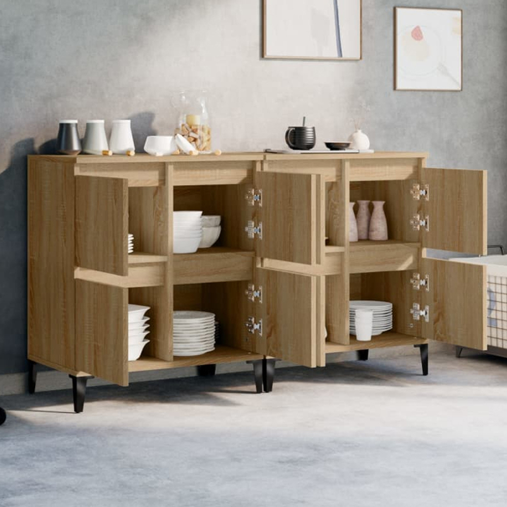 vidaXL 4 Door Sonoma Oak Sideboard Set of 2 Image 1