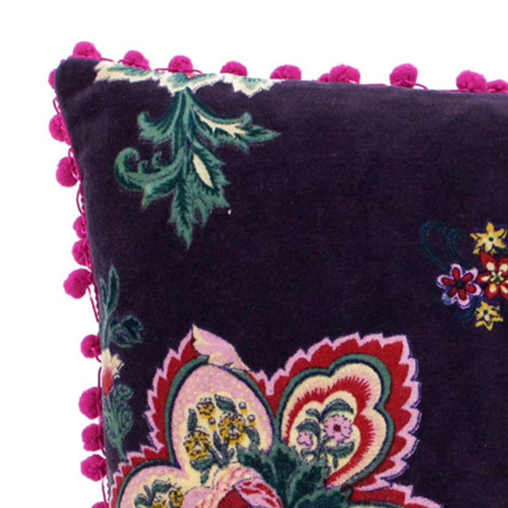 Paoletti Palampur Damson Velvet Cushion Image 2