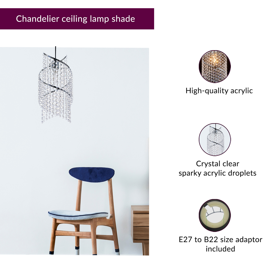 Innoteck Chrome Spiral Droplet Pendant Light Shade Image 3