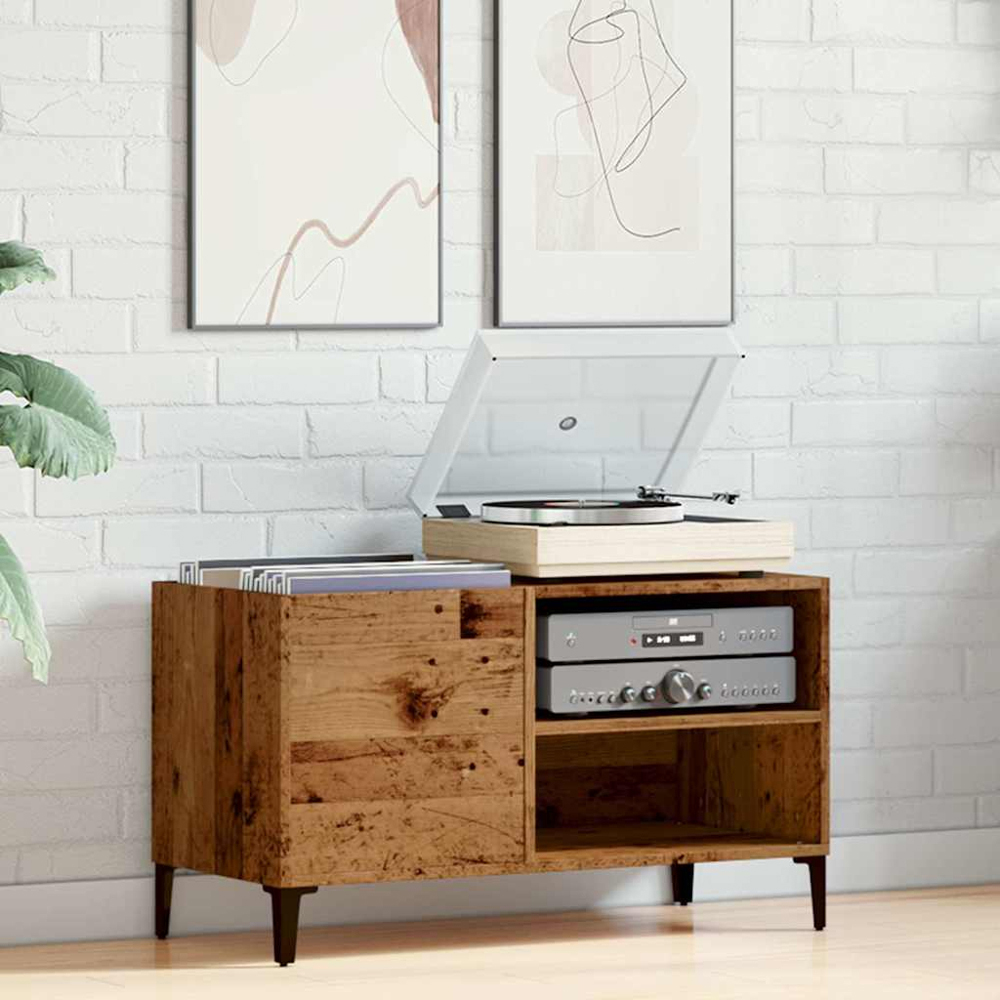 vidaXL 2 Shelf Old Wood Record Cabinet Image 8