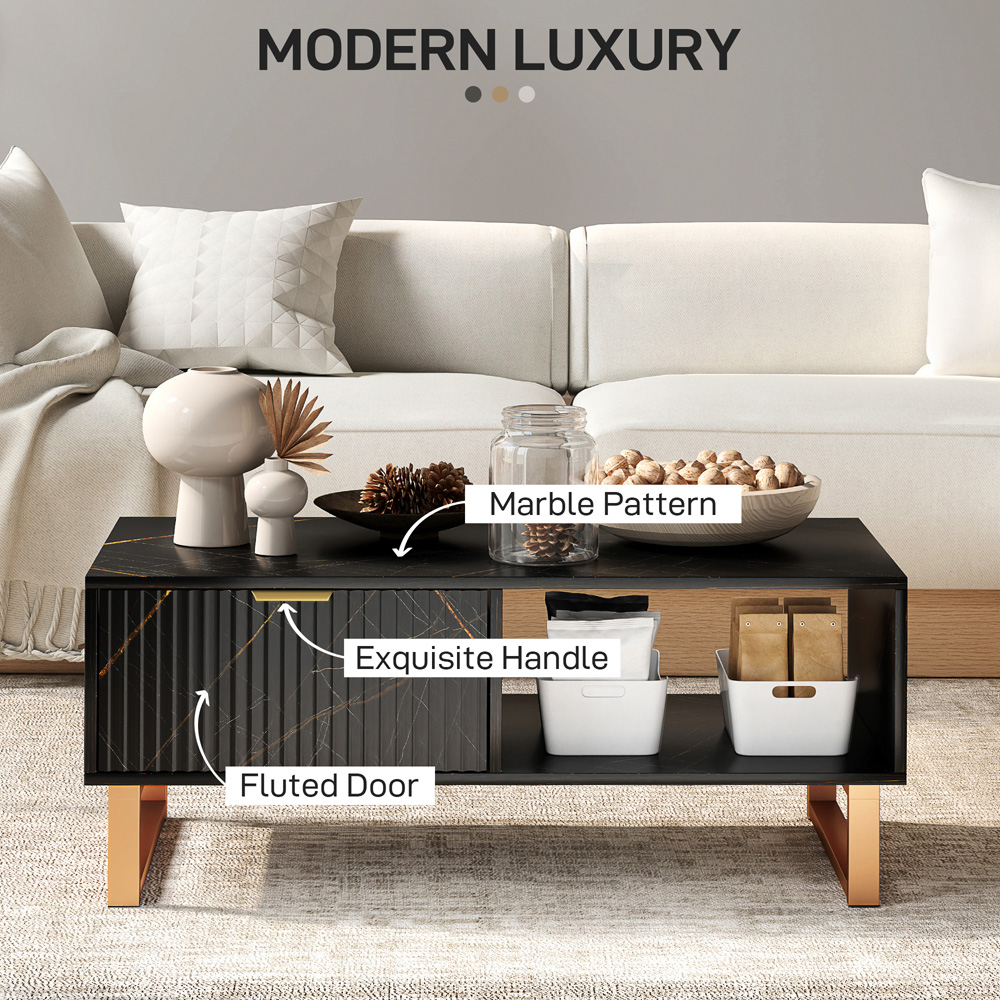 HOMCOM Single Drawer Black Coffee Table Image 8