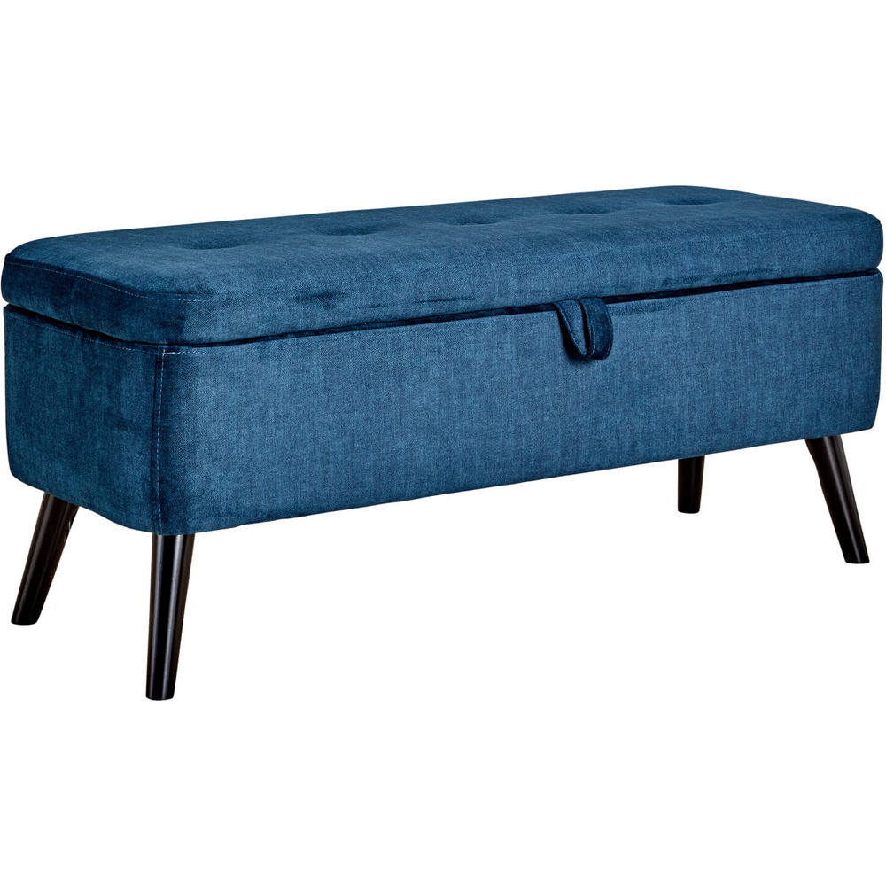 Home Source Carson Navy Buttoned Storage Ottoman Image 2