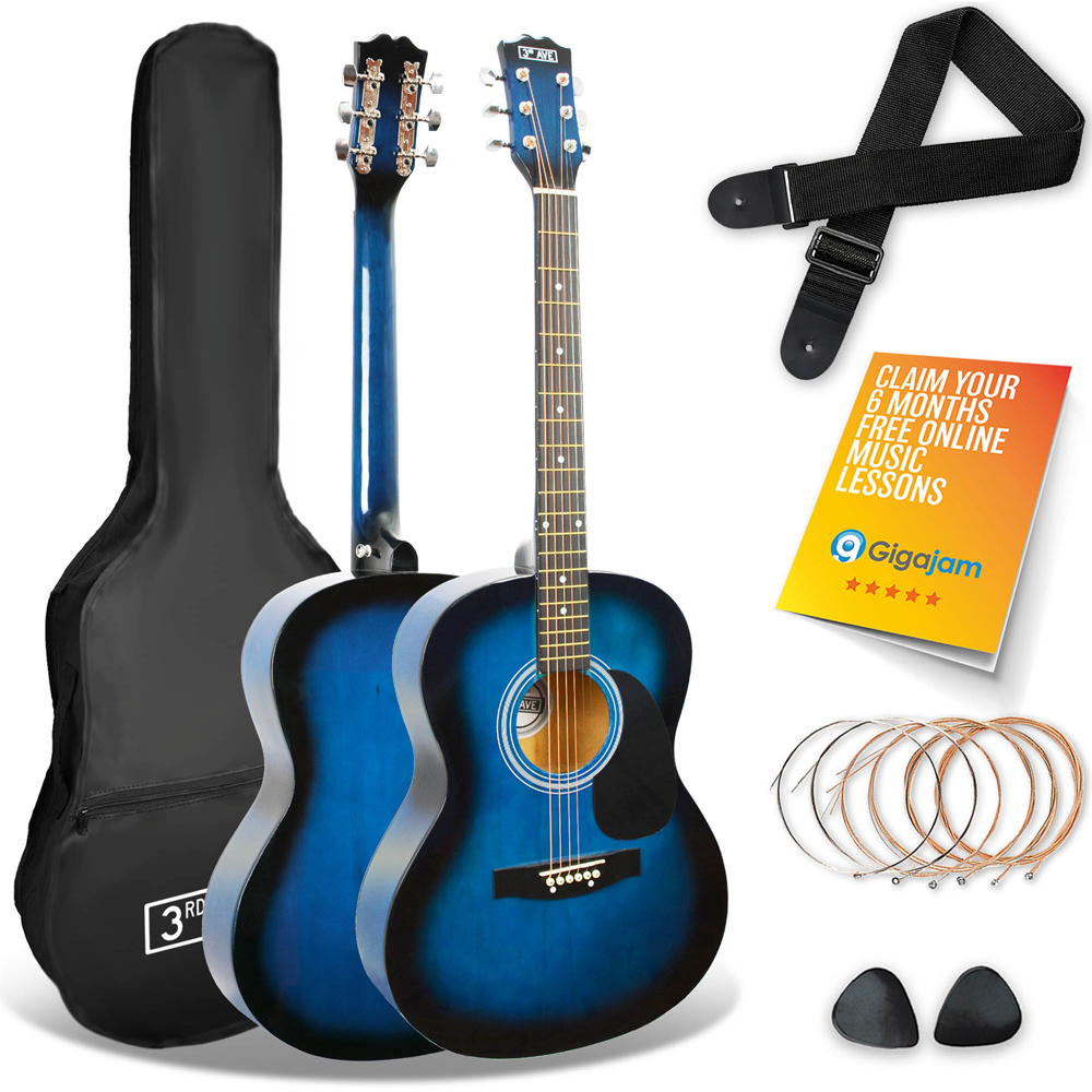 3rd Avenue Blueburst Full Size Acoustic Guitar Set Image 1