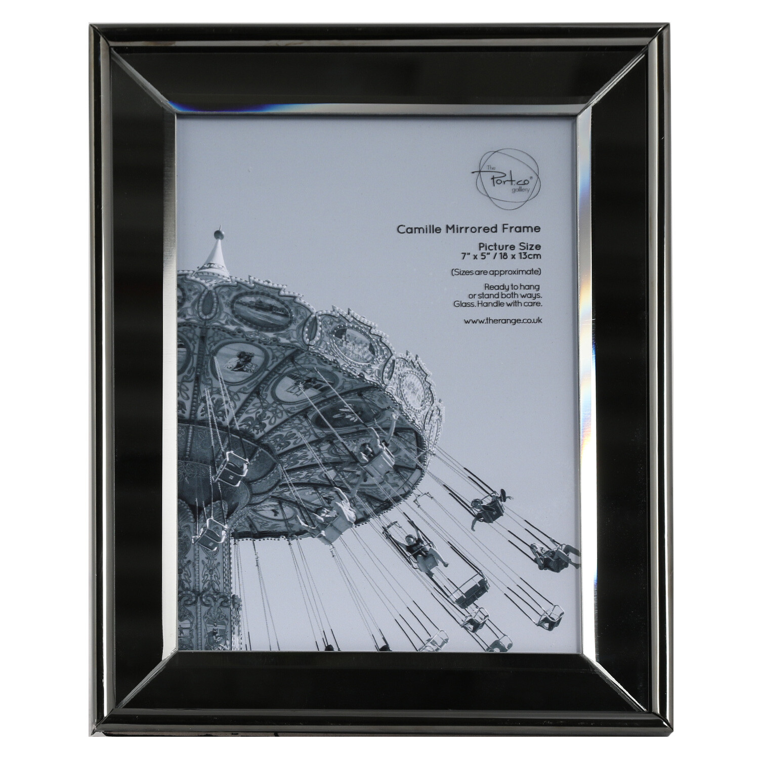 The Port. Co Gallery Camille Black Mirrored Photo Frame 7 x 5 inch Image