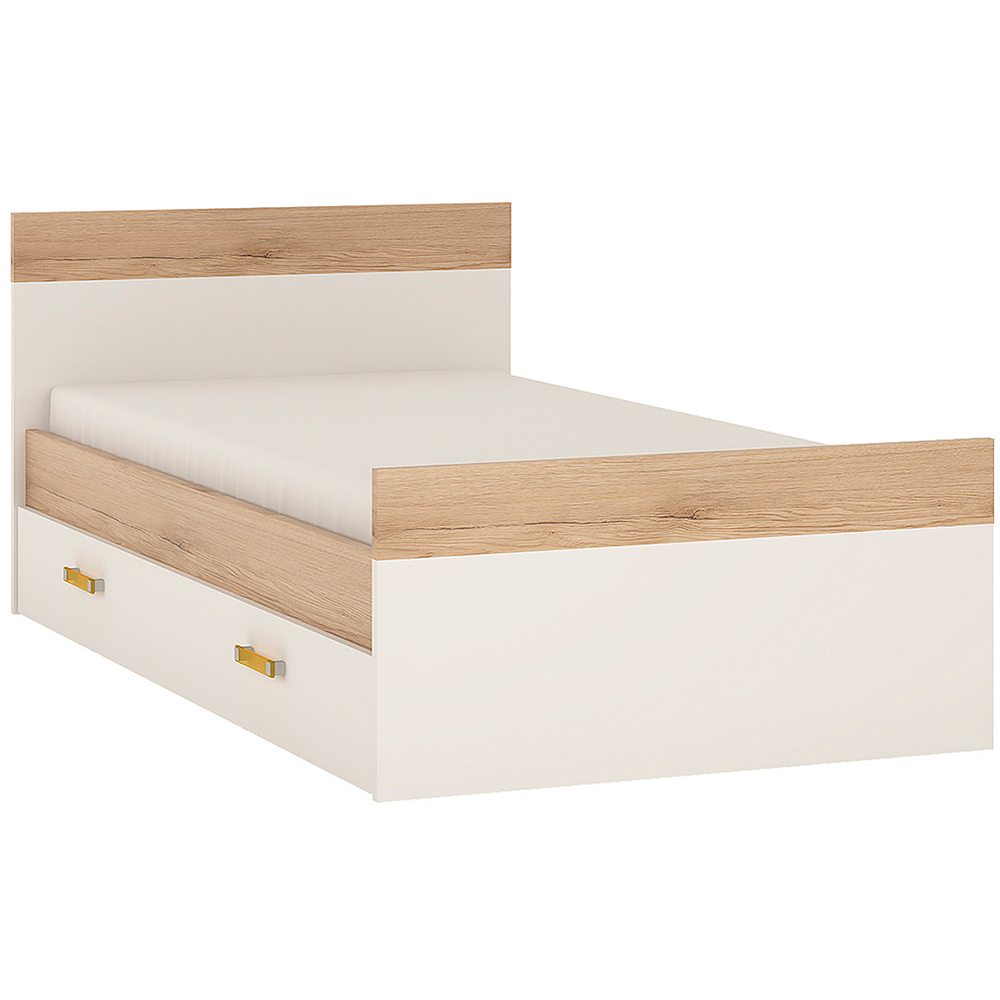 Florence 4KIDS Single Oak and White Storage Bed Frame with Orange Handles Image 2