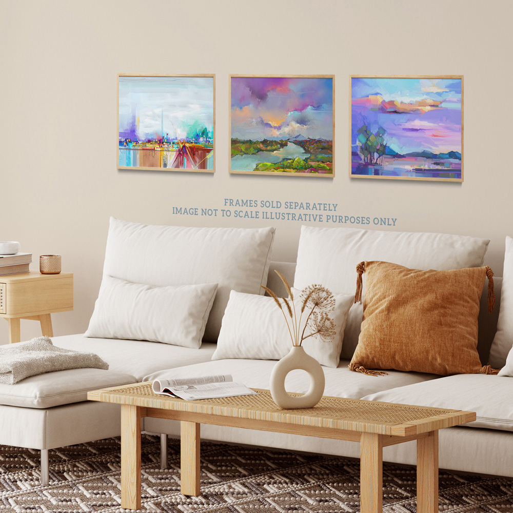 Wee Blue Coo Bright Coastal Landscape Abstract Oil Painting Wall Art Print 30 x 41cm 4 Pack Image 3