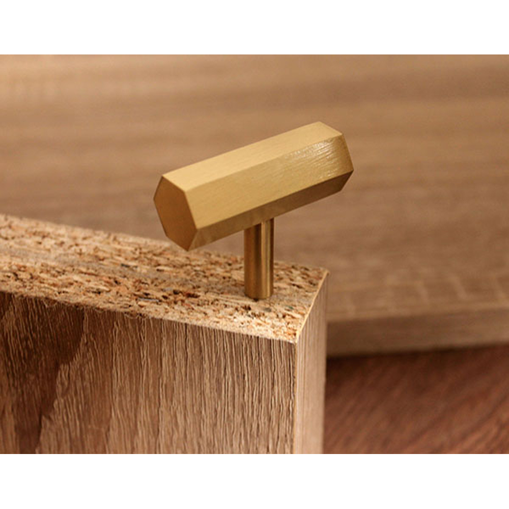 Spira Brass Satin Brass T-Bar Pull Cupboard Handle Image 4