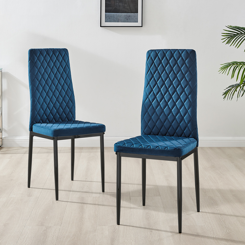 Furniturebox Lucia Valera 4 Seater Dining Set Grey Gloss Navy and Black Image 3
