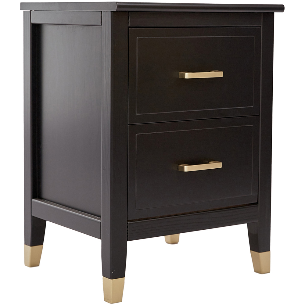 Palazzi 2 Drawers Black Wide Bedside Table Image 2