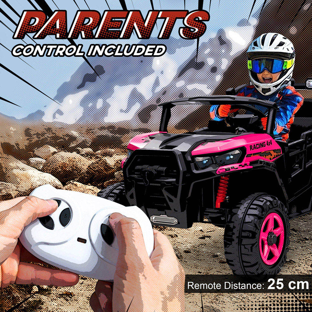 Tommy Toys 2 Seater Kids Pink Ride On Electric Truck with Remote 24V Image 5