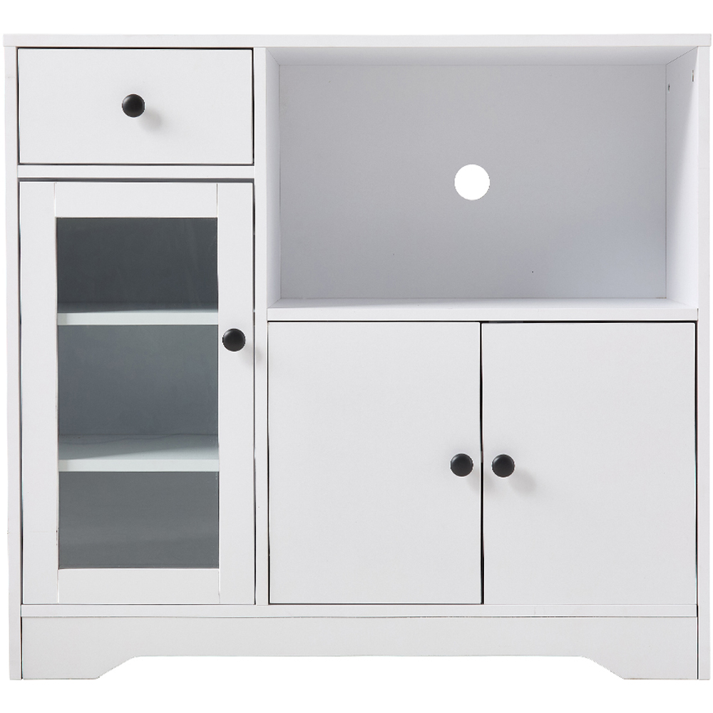 Living and Home 3 Door Single Drawer Single Shelf White Wooden Storage Cabinet Image 2