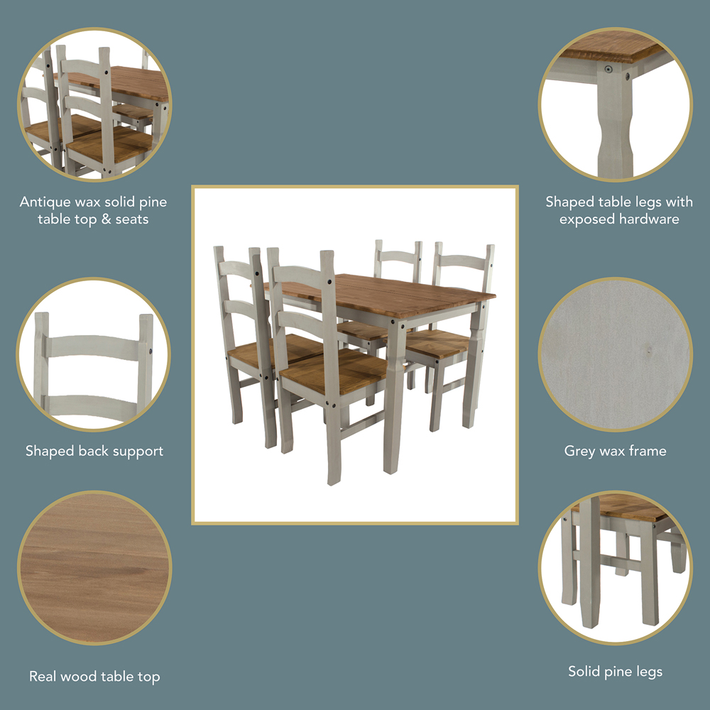 Core Products Corona 4 Seater Dining Set Grey Image 3