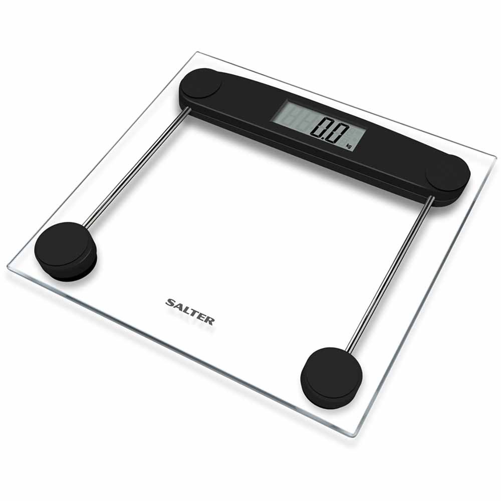 Salter Compact Glass Electronic Bathroom Scales 9208 BK3R Image 1