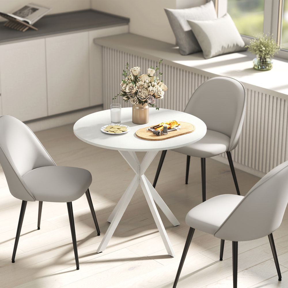 Portland 2 Seater Industrial Round Dining Table White Image 4