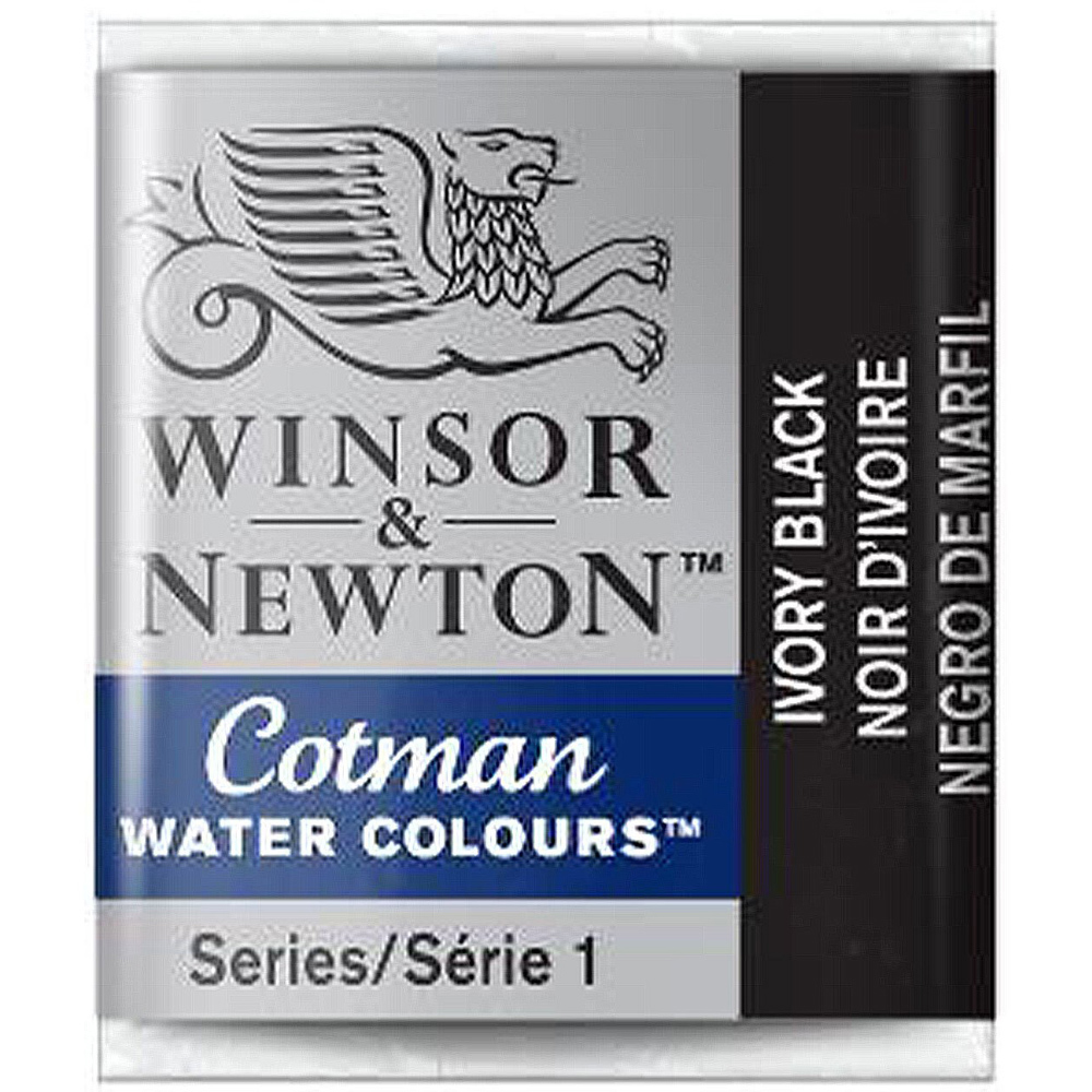 Winsor & Newton Cotman Watercolour Cotman Half Pan Watercolour Paint - Ivory Black Image