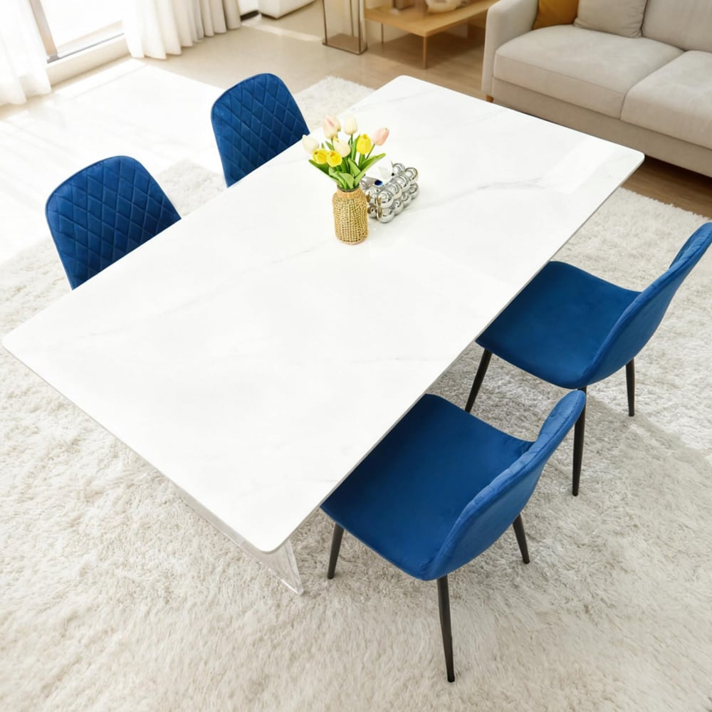 Alivio Set of 4 Blue Velvet Dining Chair Image 4