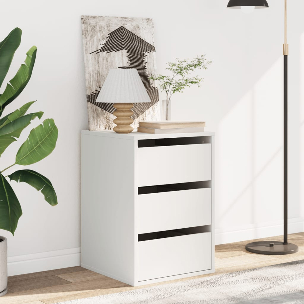 vidaXL 3 Drawer White Wooden Chest of Drawers Image 8