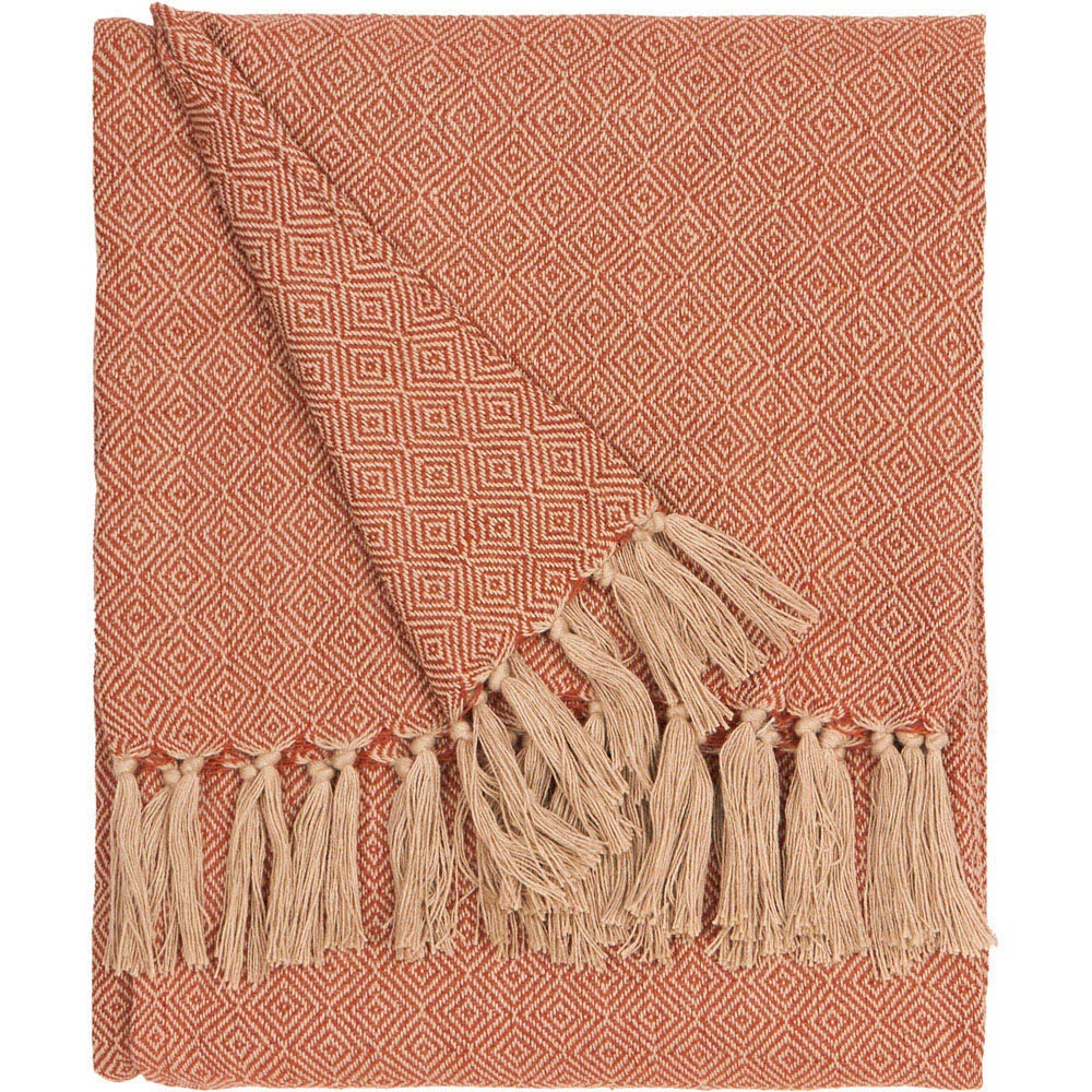 Furn Dessa Orange Geometric Woven Throw 130 x 180cm Image 1