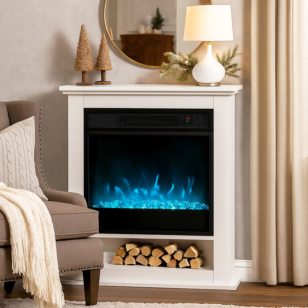 HOMCOM White Electric Fire with Remote and Timer 1800W Image 2