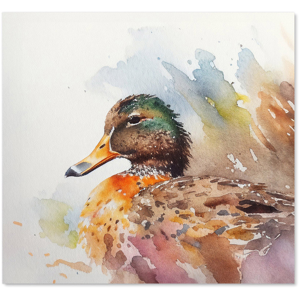 Warren Reed Designer Mallard Watercolour Glass Kitchen Splashback 65 x 70cm Image 2