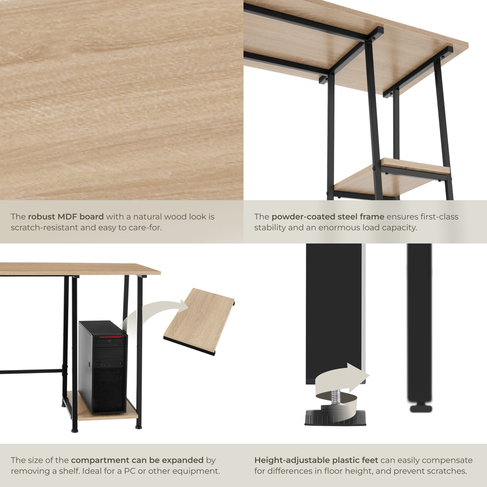 tectake Paisley Oak Sonoma Trapezoidal Desk Image 4