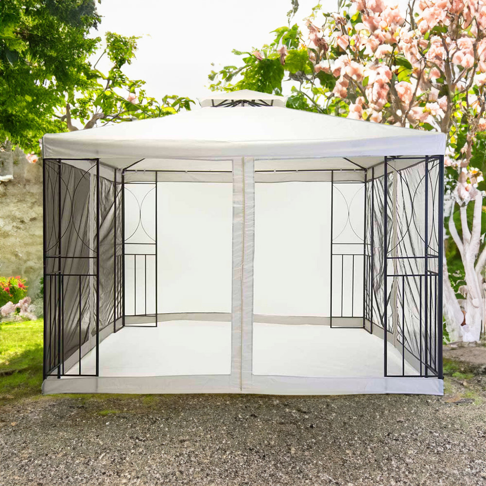 Charles Bentley 3 x 3m Steel Art Gazebo with Fly Screen Image 1