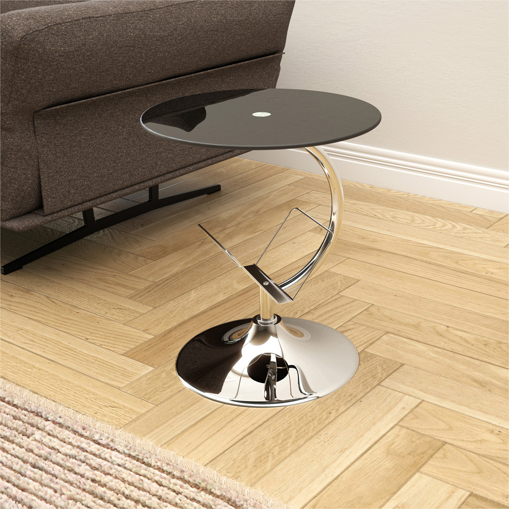 AVF Black Glass and Chrome Side Table with Magazine Rack Image 3