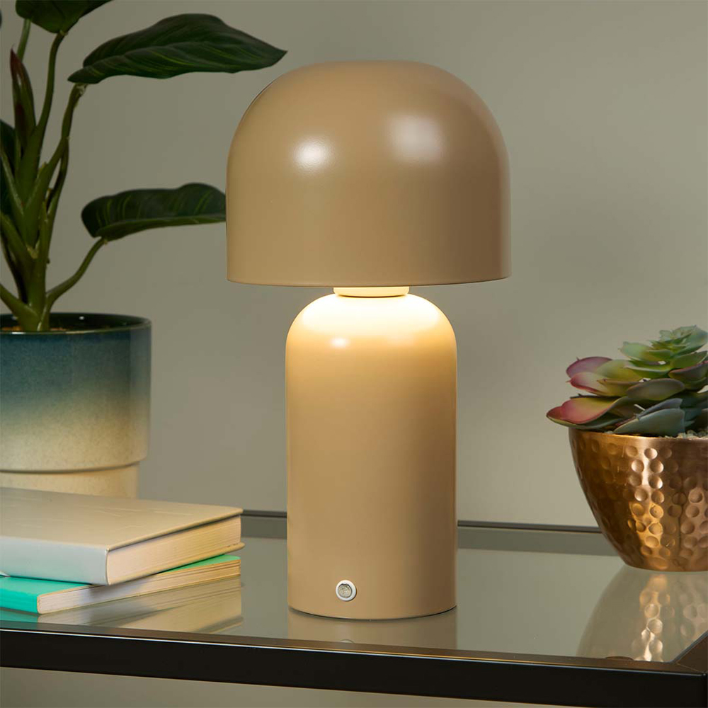 Lighting Collection Taupe Rechargeable LED Table Lamp Image 2