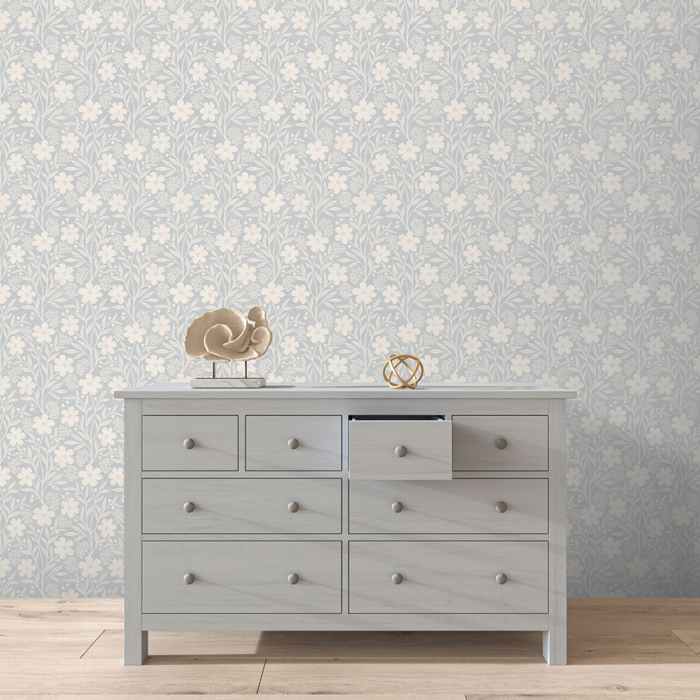 Arthouse Berry Floral Soft Blue Wallpaper Image 2