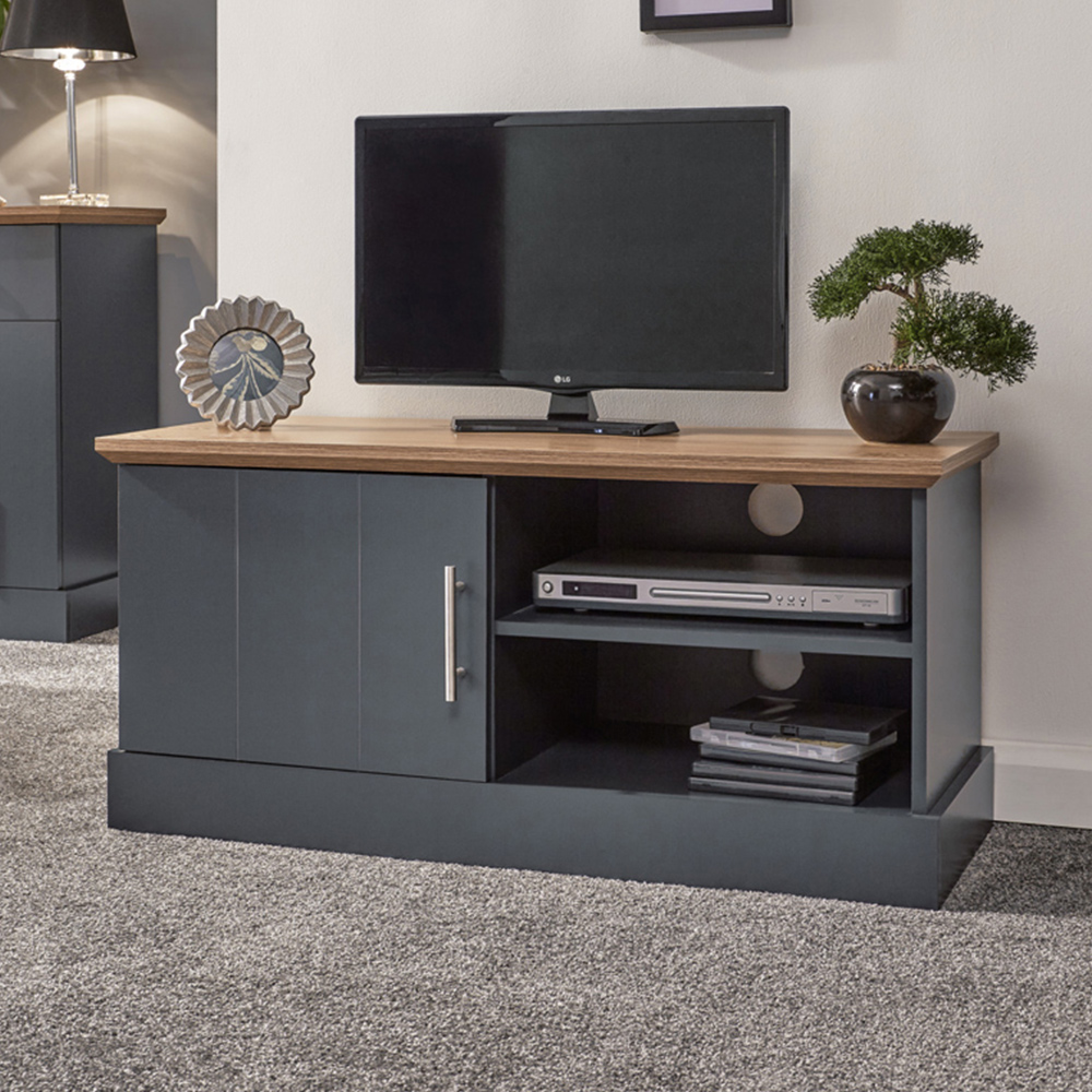 GFW Kendal Single Door 2 Shelf Slate Blue Small TV Unit Image 8