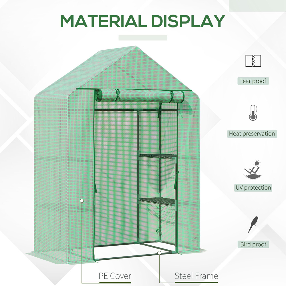 Outsunny Green 4.5 x 2.5ft Walk In Greenhouse Image 4