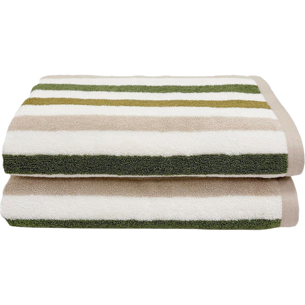 Allure Bath Fashions Cali Green Striped Bath Towel 2 Pack Image 1