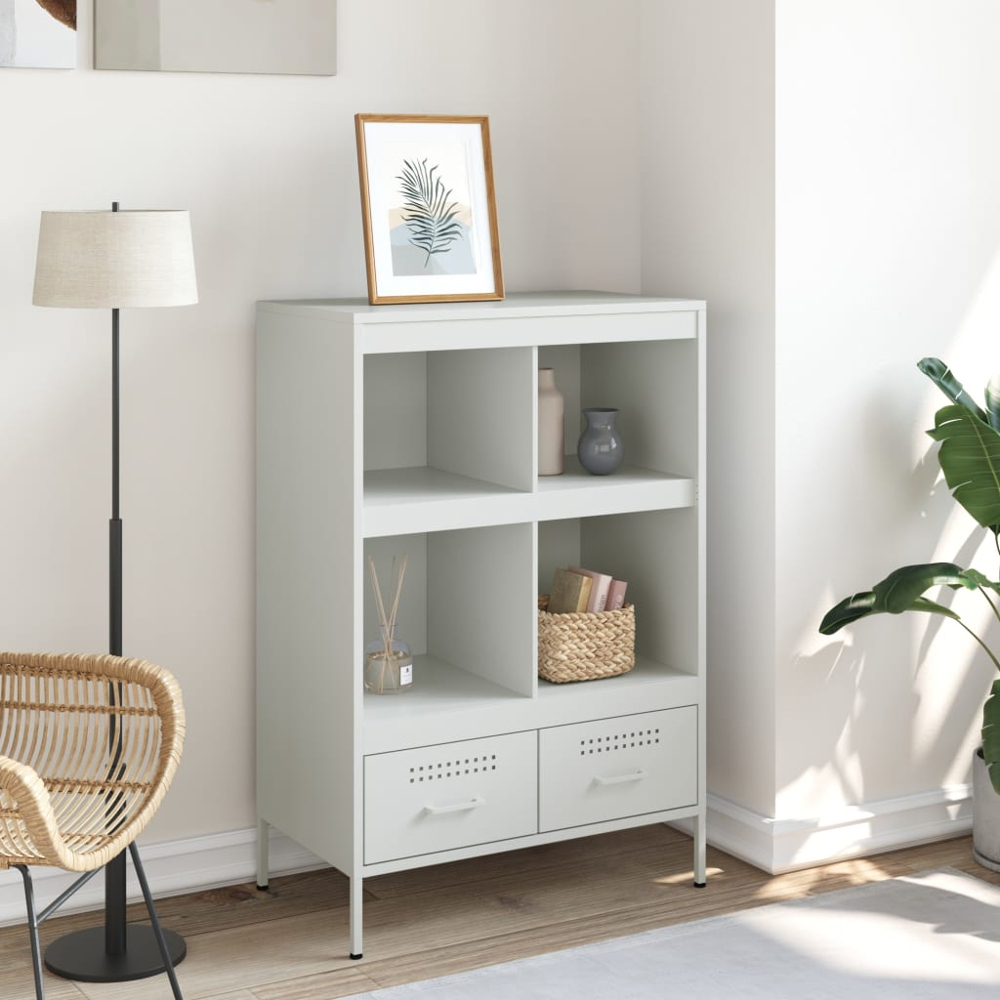 vidaXL 2 Drawer 4 Shelf White Highboard Image 9